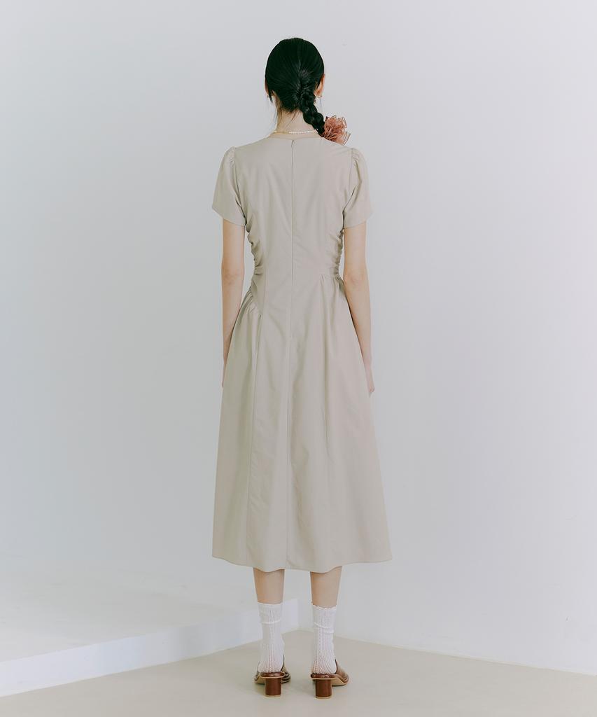 Etmont Side Shirring Dress Beige