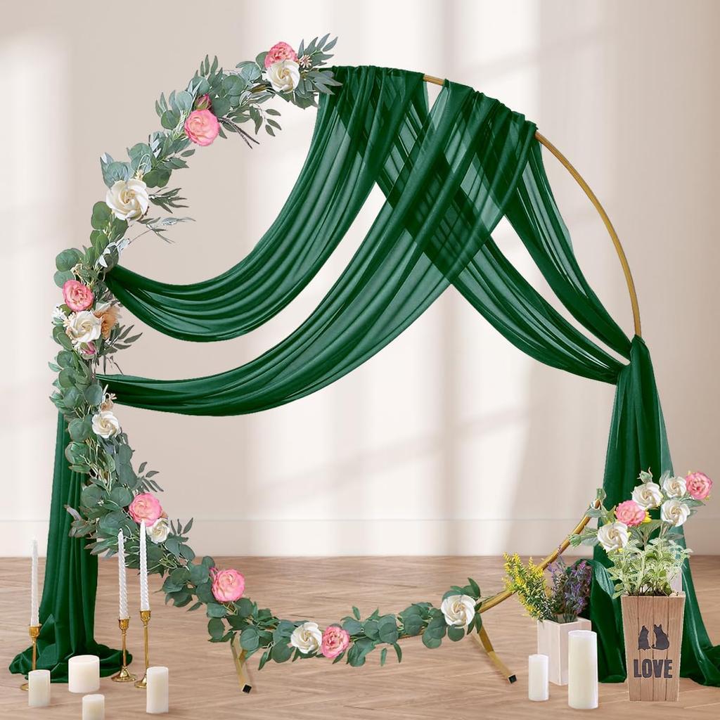 Wedding Arch Draping Fabric, 1 Panel 6/10M Champagne Sheer Backdrop Curtain Wedding Arch Decorations for Wedding Party Ceiling
