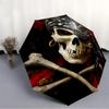 1 Stück Piraten Totenkopf Modischer Automatisches Öffnen/Schließen Faltbarer Regenschirm mit 8 Speichen, Winddicht Tragbar, Tägliche Nutzung267