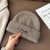 Letter Embroidered Wool Knitted Hat, Casual, Versatile, Thermal and Ear - Protecting, Suitable for Big Head Circumference