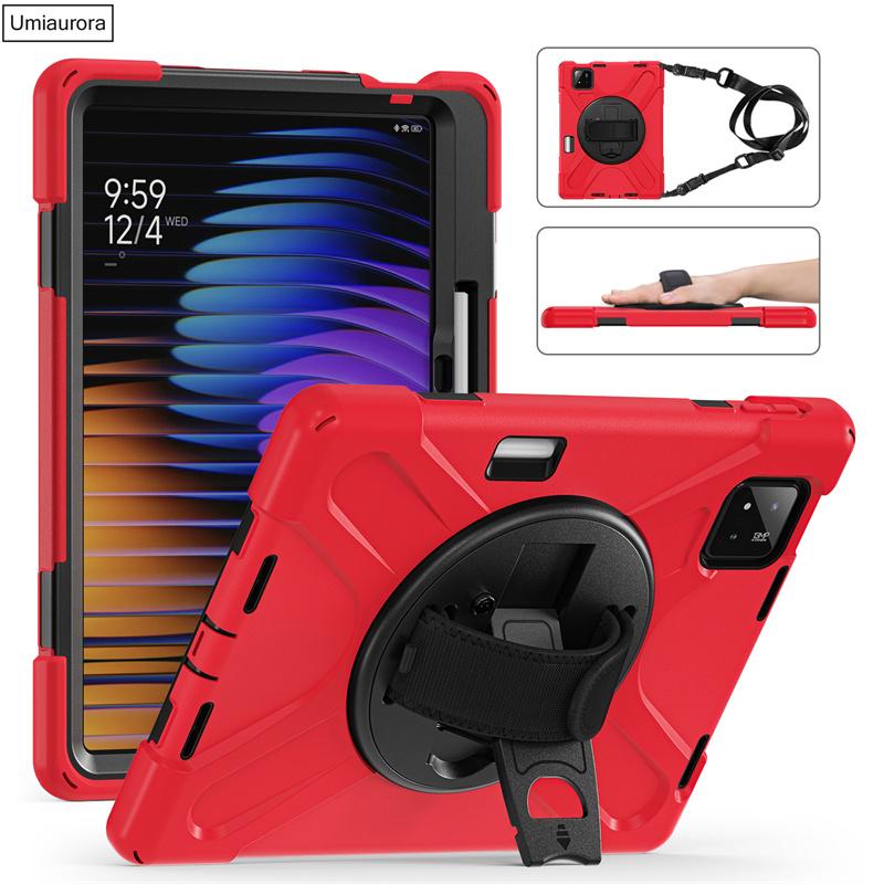 Pour Xiaomi Mi Pad7 11.2 Pad 5 6 11" 6S Pro 12.4" 7S Pro 12.5 Pouces Étui Robuste Antichoc pour Tablette avec Support Sangle Main Épaule Funda