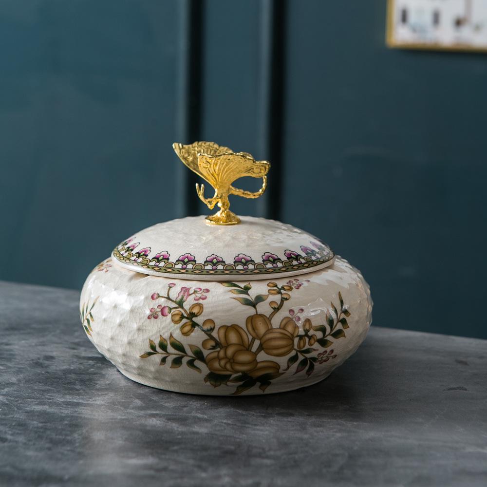 American Retro Ceramic Jewelry Box - European-style Home Storage Organizer and Handicraft Ornament