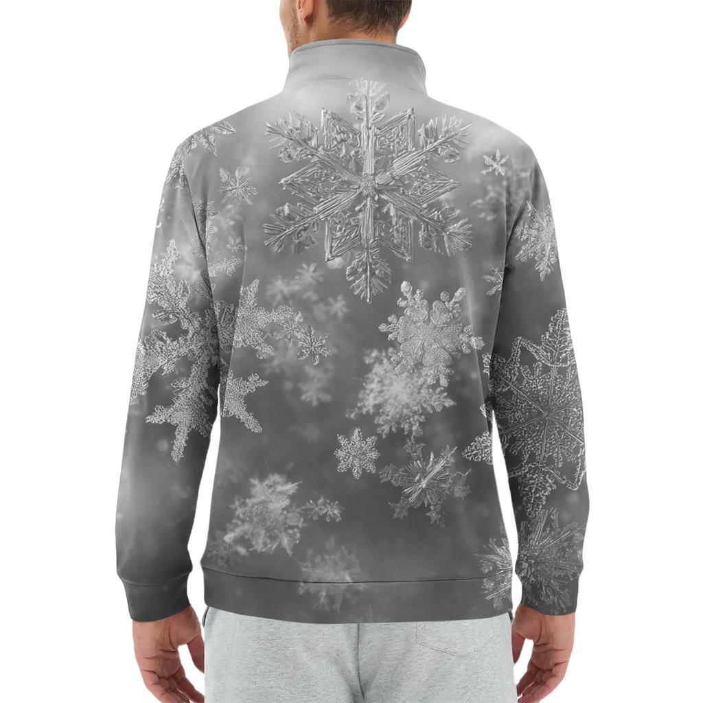 Men's Loose Casual 1/4 Zip Sweatshirt Fashion Printed Long Sleeve Top With Pockets