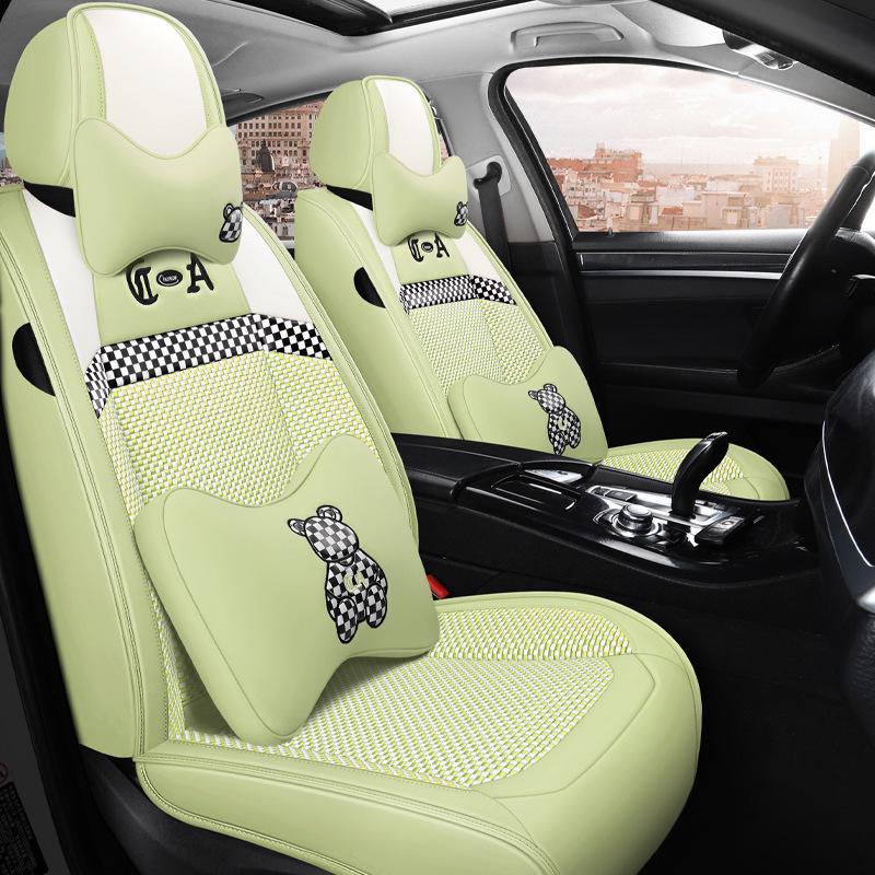 Bestune Cartoon Car Seat Cushion: Universal Leather-Linen Wrap for All Seasons