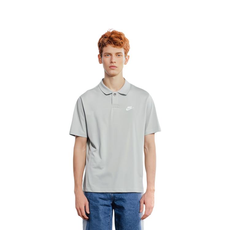 Nike Dri Fit Polo Shirts Men's Light Smoke Gray Polo Collar Moderate Straight Fit DX0618-077