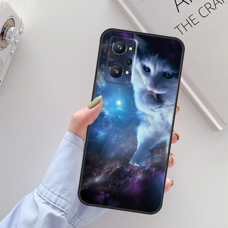 Space Happy Cats For Realme 11 10 12 13 14 Pro Plus GT 5 6 6T GT7 Pro C67 C61 C53 C51 C21Y C25S C55 C75 Case