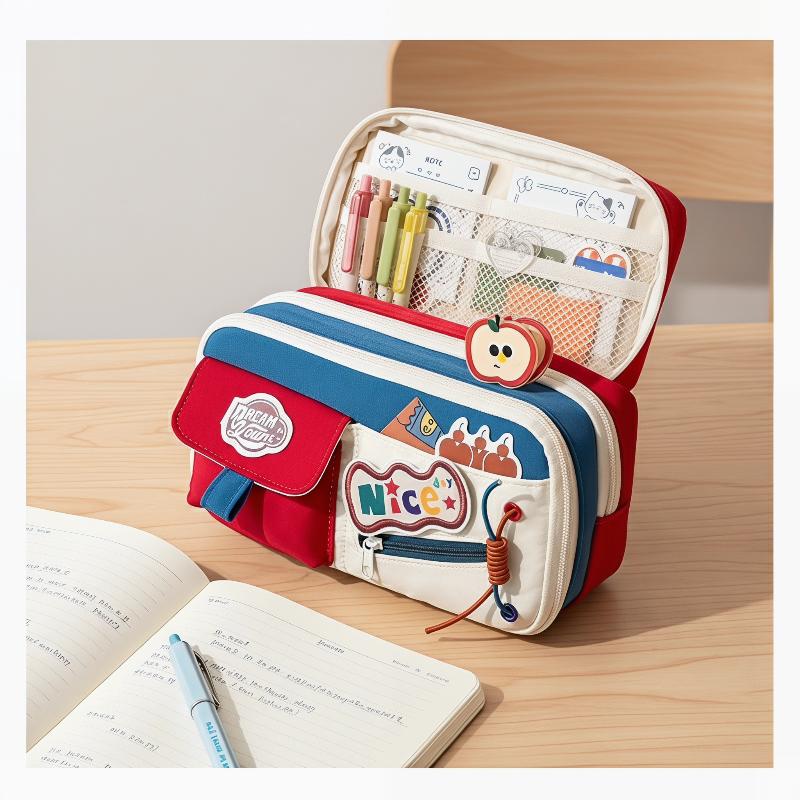 New Classic American Pencil Case Retro High Aesthetic Pencil Case Large Capacity Multiple Patterns Stationery Box For Students