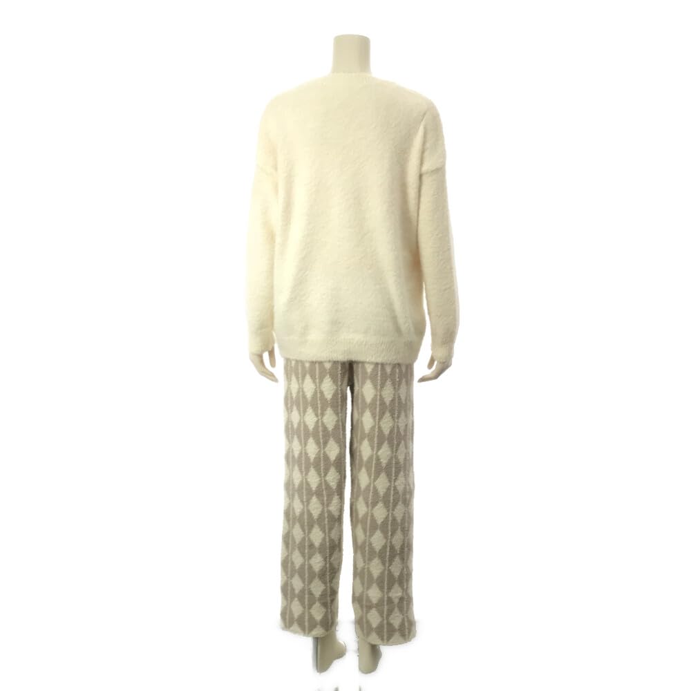 RAVIR Winter Fluffy and Cute Pajama Set and Pearl Button Luxury One Size Fits All Women's (Top Bottoms), Cardigan, Ivory,
