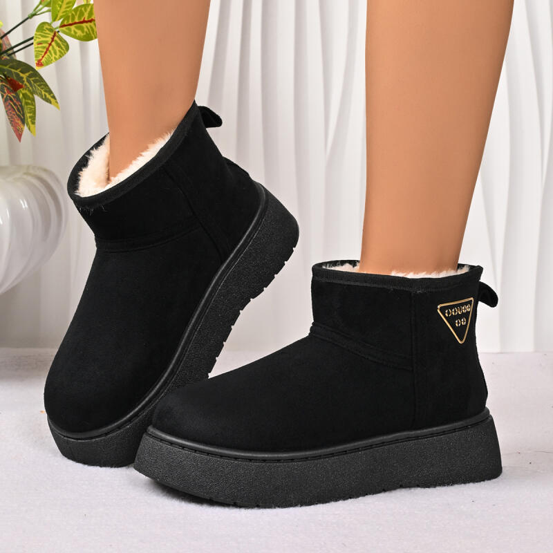 Fashion Warm Plush Brown Non Slip Snow Boots with Platform Women 2025 Winter Soft Thick Bottom Ankle Boots Fluffy Fur Woman's Shoes