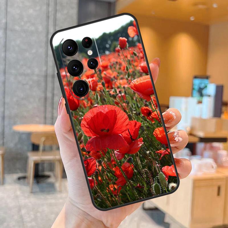 Poppy Flower Bloom Phone Case For Samsung Galaxy S25 S24 S23 S22 S21 S20 Ultra S9 S10 Plus S25 FE Back Cover