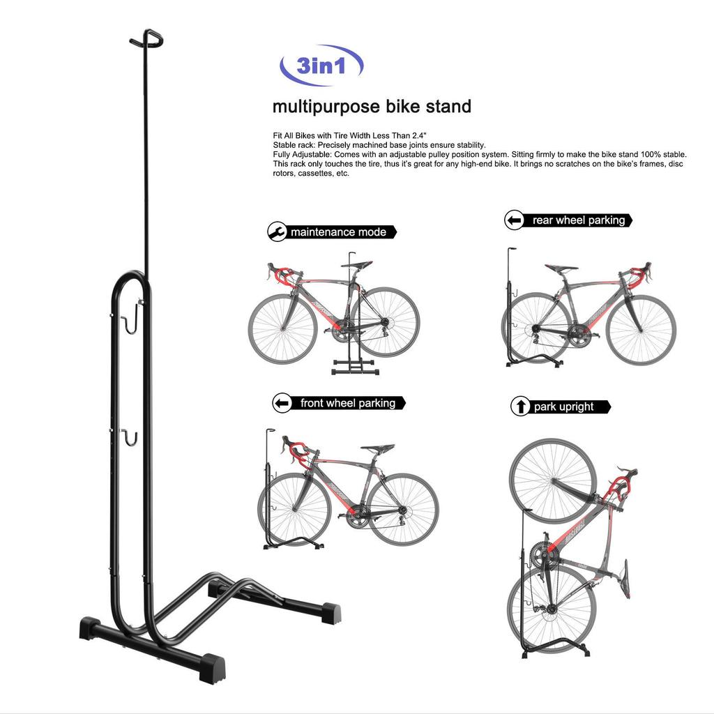 Vertical L-Shaped Bicycle Rack & Display Stand for Mountain Bikes