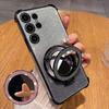 Glitter Soft Silicone Case for Samsung Galaxy S26 Ultra S25 S24 S23 S22 Plus A17 A37 A57 A36 A56 A55 A54 Mirror Stand Lens Protect Shockproof Cover