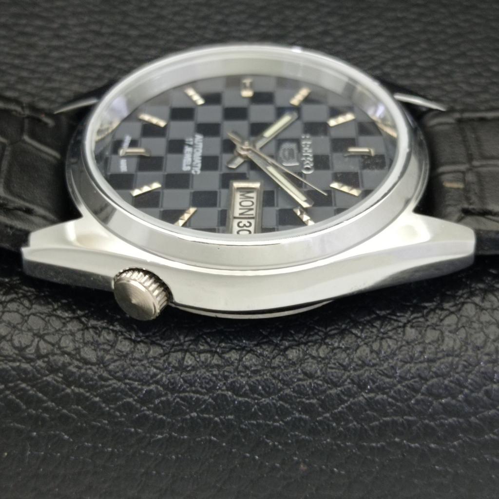 REFURBISHED SEIKO 5 AUTOMATIC MENS WATCH JAPAN MADE BLACK DIAL CUSTOM A440123-2 QV90-a440123