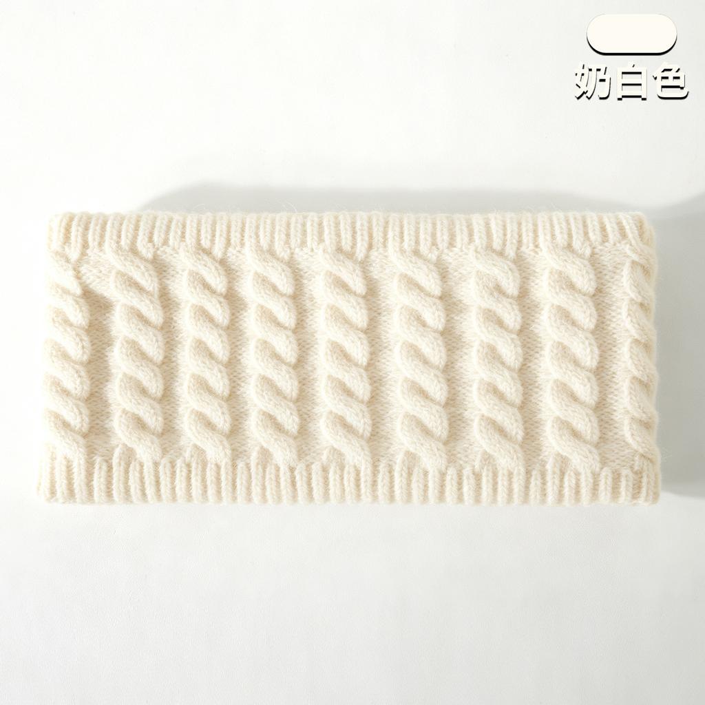 Autumn and Winter Knitted Hat, Scarf, Touch Screen Gloves, Headband, Four-piece Set, Double-layer Velvet Thermal Knitted Hat.