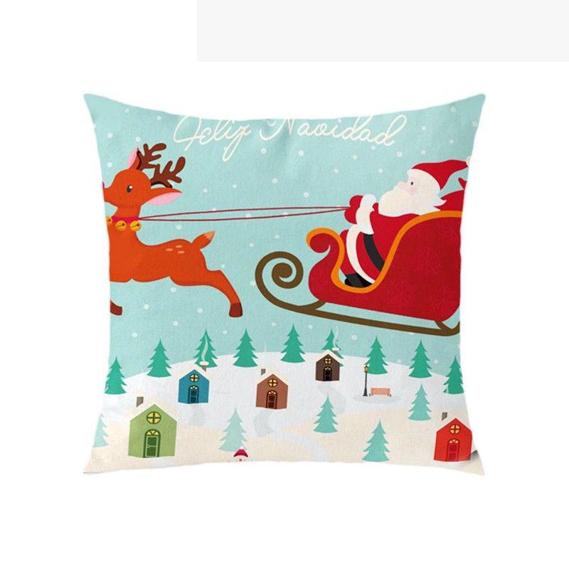 Luxurious 18'' Xmas Cotton Pillow Case Linen Cushion Cover For Merry Christmas Home Decoration