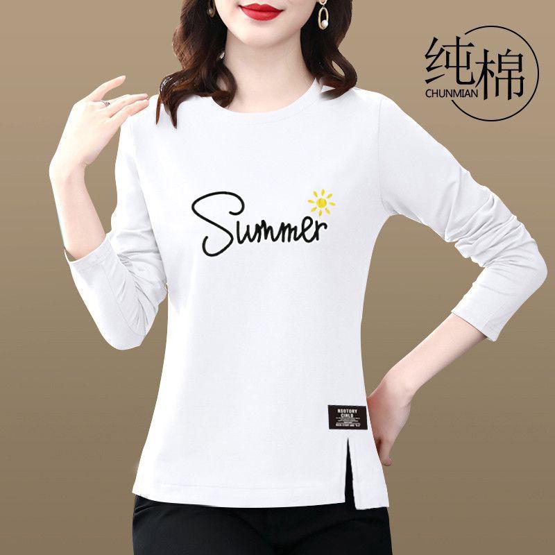 

Женская утягивающая хлопковая футболка с длинным рукавом: Стильная, омолаживающая, повседневная осенняя одежда 4XL