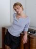 Bibihom (W) Light In Paris 3/4 Henley Neck T-Shirt Baby Blue