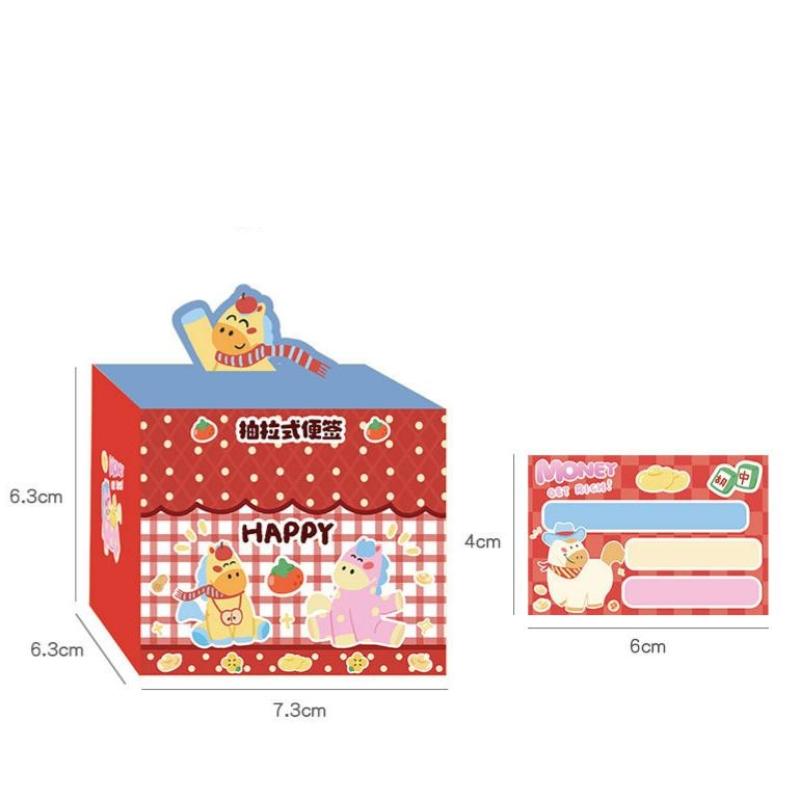 1/2Boxs Cute Pony Retractable Sticky Note Tape Has Stickiness Tearable Sticky Note Paper Cartoon Message Notes Stationery