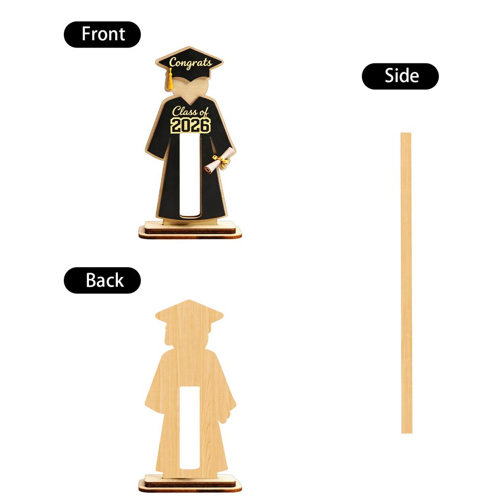 Graduation Wooden Money Holder Stand Class of 2026 Figure with Graduation Cap Diploma Display for Graduation Season Gift