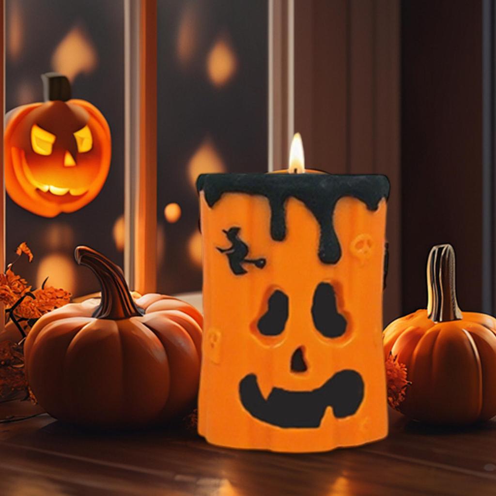 Ghost Face Pumpkin Candle Mold Pumpkin Candle Mold Reusable Silicone Tool Crafting Decoration Moulds for Beginners Adults Boys