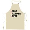Kitchen Apron - GODMOTHER Best Ever - Thick Cotton - French DTG Printing - Adjustable Ties