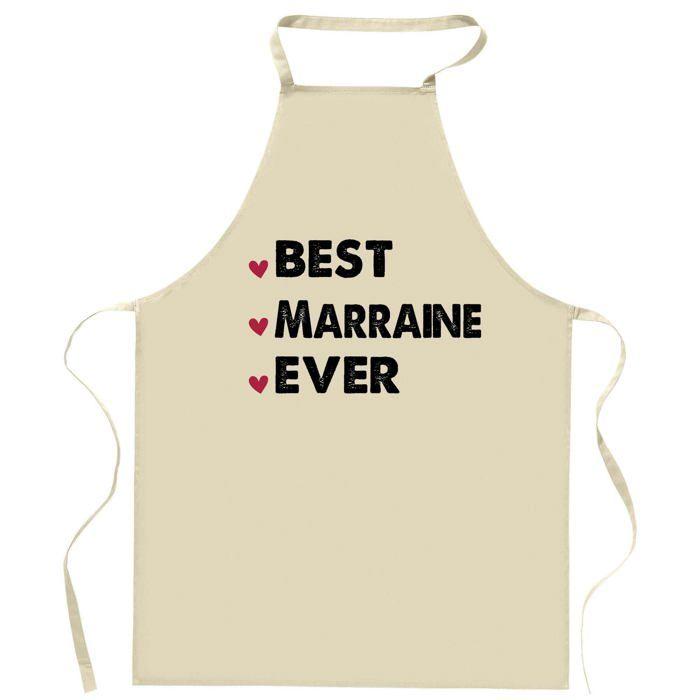 Tablier de cuisine - MARRAINE Best Ever - Coton épais - Impression française DTG - Liens ajustables