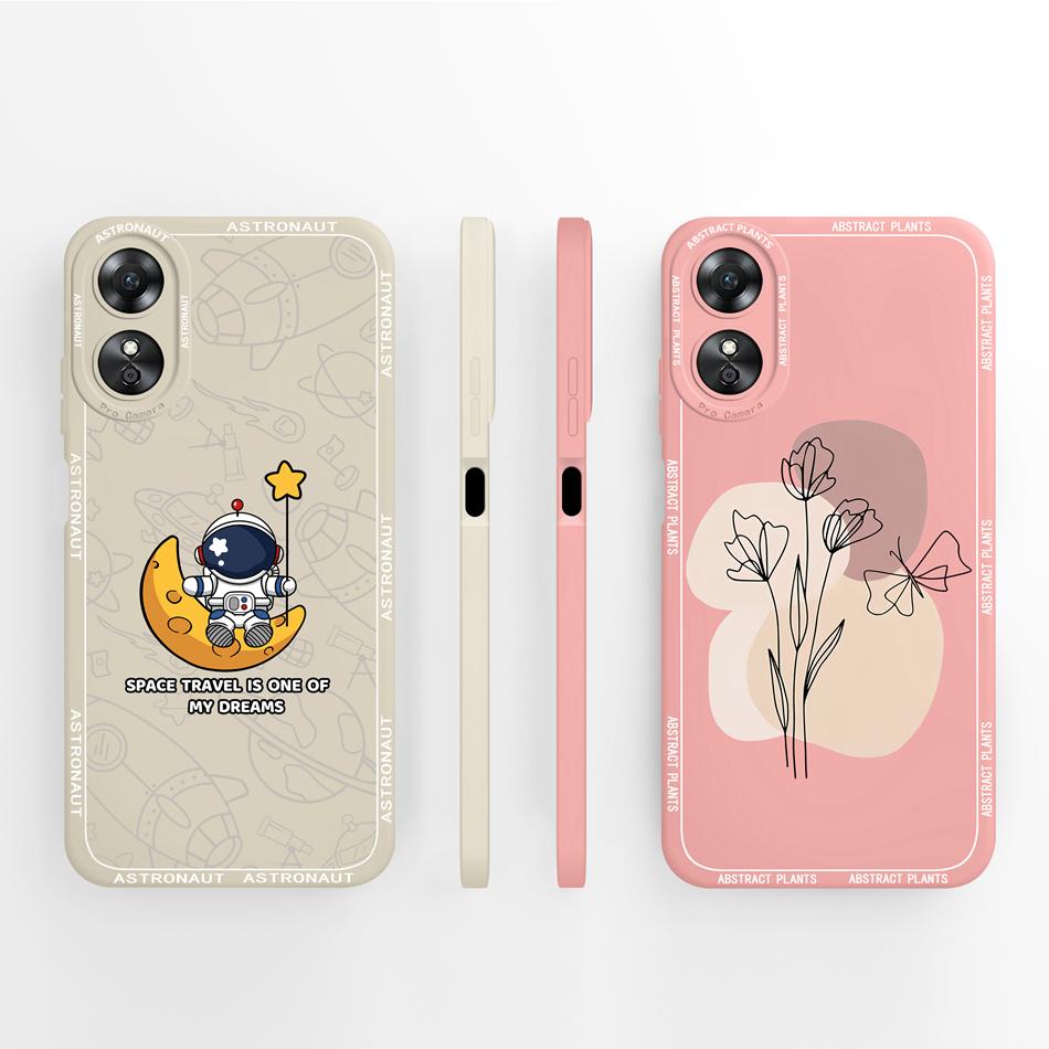 For OPPO A17 A17K Case Butterfly Camera Protection Back Cover Soft Liquid Silicone Anti Choc Funda For OPPO A 17 OPPOA17K Capa