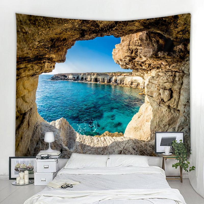 

Морская вода Пещера Пейзаж Гобелен Природа Сверхъестественное Мастерство Таинственная Пещера Настенный Гобелен Спальня Комната Эстетика Домашнее Украшение 100X75CM