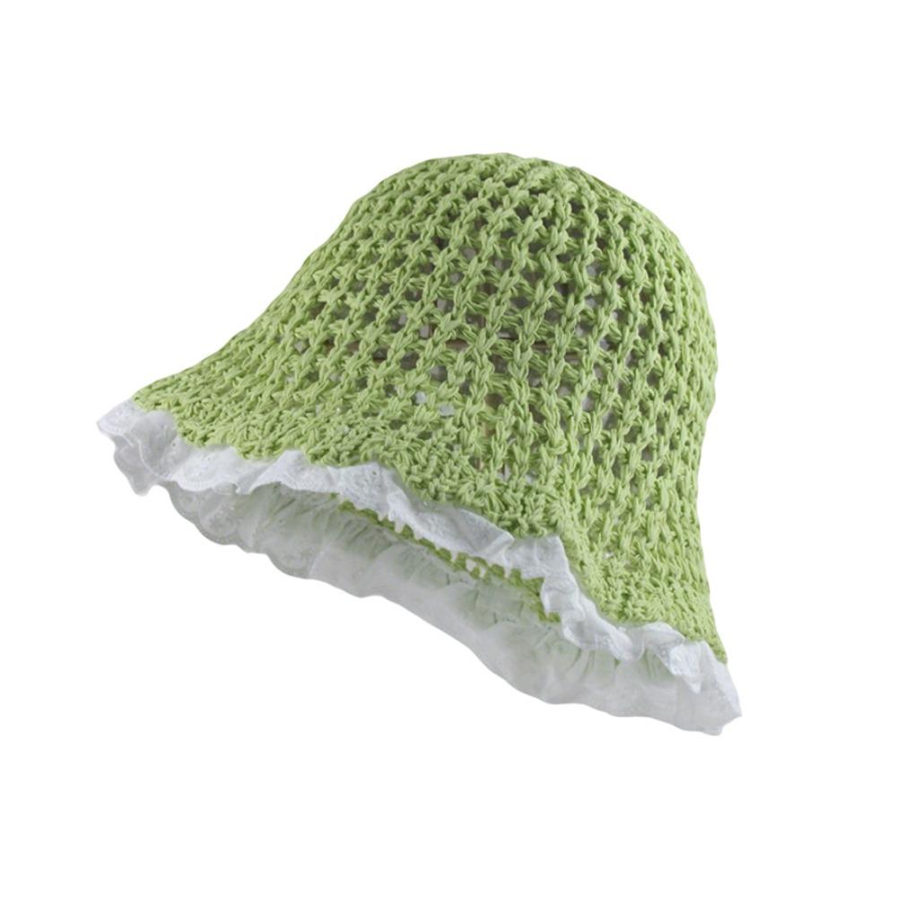 

Wide Brim Woven Hat Lace Sunshade Hat New Fisherman Hat Seaside Beach зелёный