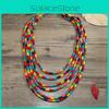 Bohemian Wooden Multilayer Necklace For Women With Geometric Design And Handmade Craftsmanship