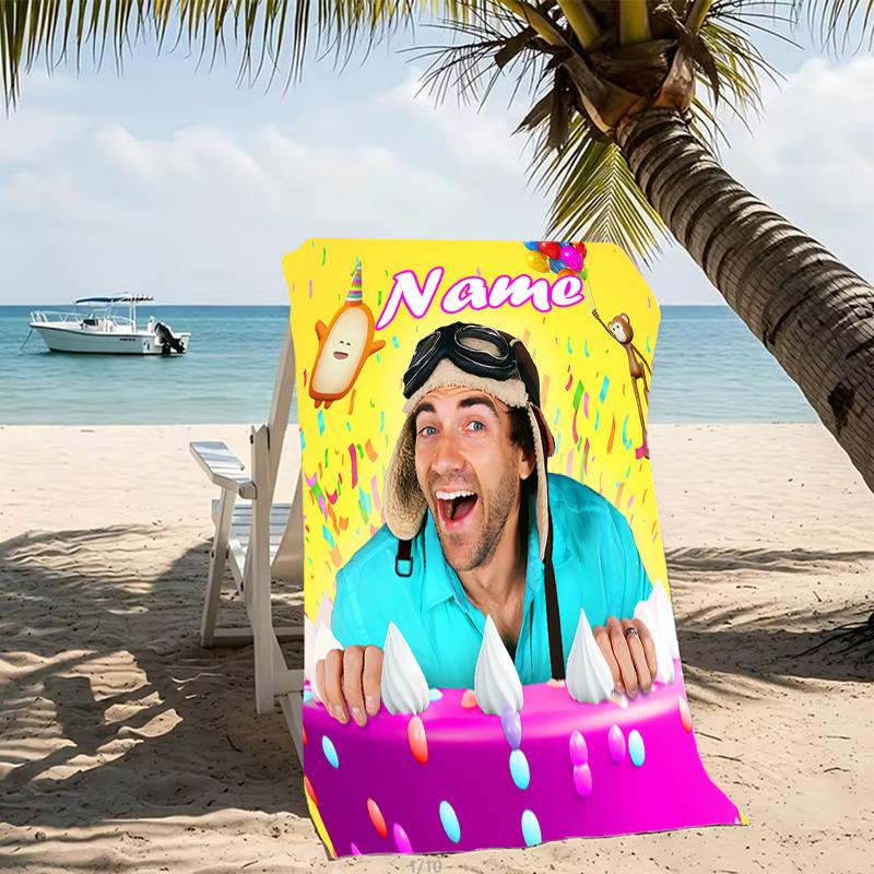 Customizable personalized beach towels Danny Go themed designs.Suitable for the beach, yoga, sports;ideal as beach accessories
