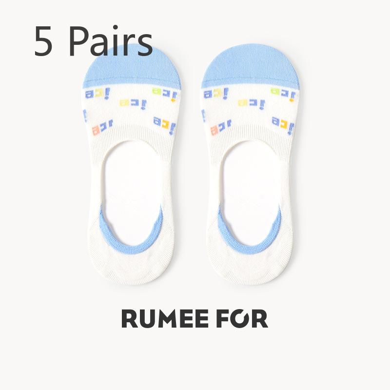 

5 пар женских летних силиконовых нескользящих универсальных симпатичных невидимых носков-лодочек в стиле преппи 5 Pairs
