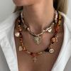 Vintage Silk Scarf Strap Collarbone Necklace Choker Fashion Diamond Love Cross Necklace