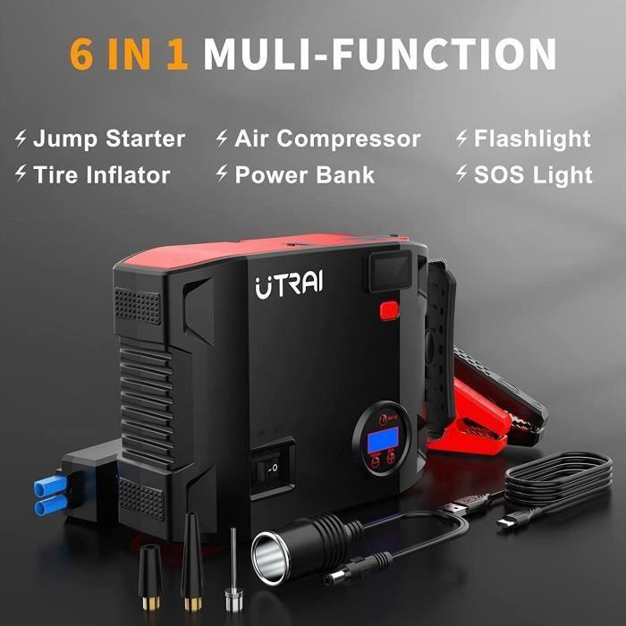 UTRAI Jstar 5 Starthilfe-Batterie - 2000A - Reifenkompressor-Funktion 150 PSI (Bis zu 8,0L Benzin/6,5L Diesel) Schnellladung 3.0