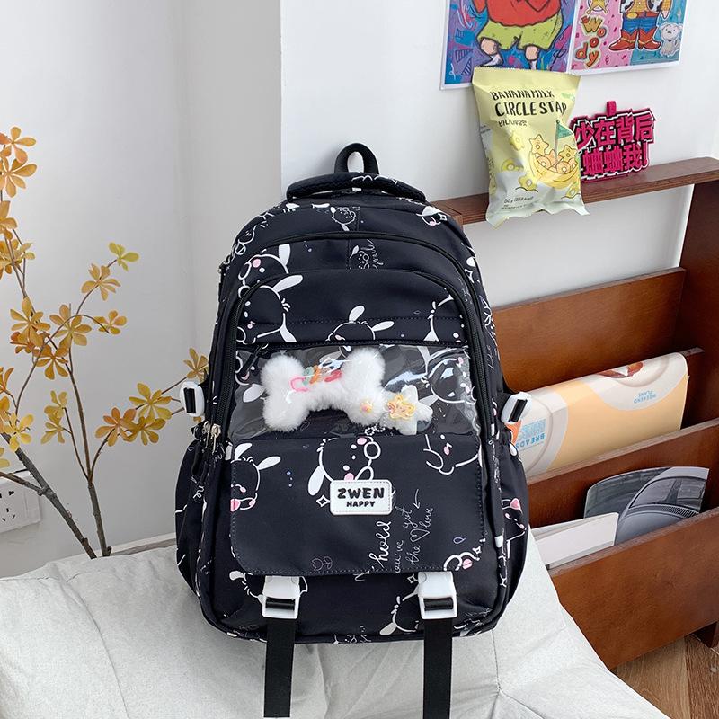 School Bag Women's Insens New Junior High School and College Student Cartoon Print High-value Large-capacity Dirt-resistant Backpack