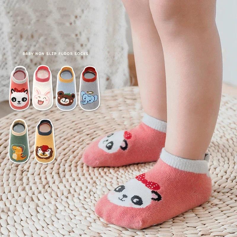 Neue Baby Baumwollsocken Niedliches Cartoon Tiermuster Bequem Atmungsaktiv Baby Rutschfest Kinder Bodensocken