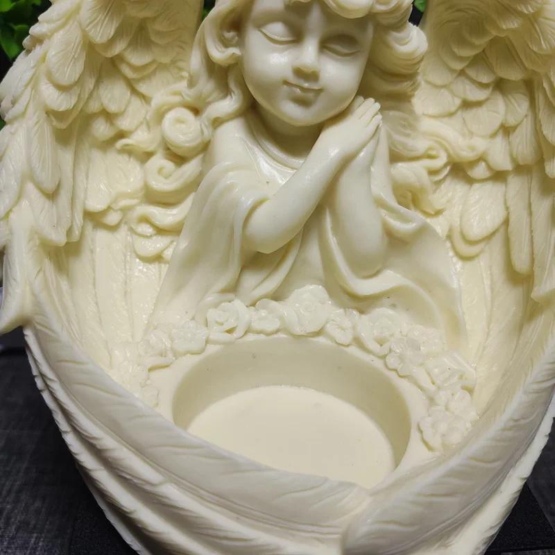 Angel Girl Character  Person Statue-  Cute Home Room Desktop Wedding Romantic Candlestick Decor Statue