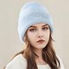 Women's New Style of Wool Hats In Autumn and Winter Big Head Circumference Loose Knitted Pile Hats Versatile  Small Cold Hats Showing Off Their Faces