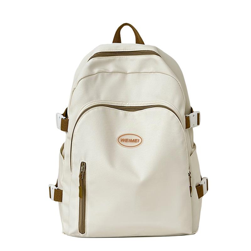 

Лето Новый Нейлон Легкий Спорт Путешествия Ins Большая Вместимость Однотонный Буква Студенческая Пара Рюкзак белый