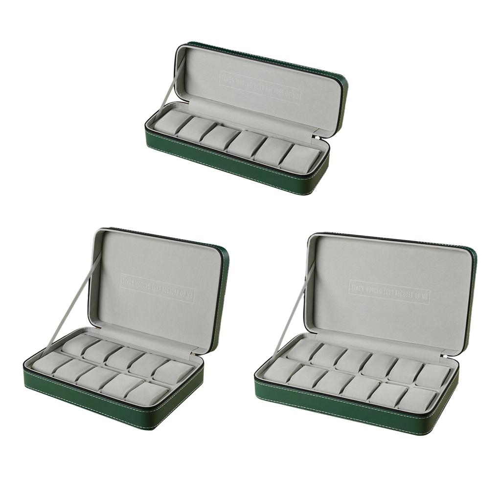 PU-Leder Reißverschlusstasche Uhr Schmuck Kollektion Aufbewahrungsbox Uhr Geschenk Organizer Schmuck Vitrine für Männer und Frauen