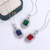 Zircon Necklace Princess Banquet Colorful Treasure Square Diamond Pendant Emerald Engagement Luxury
