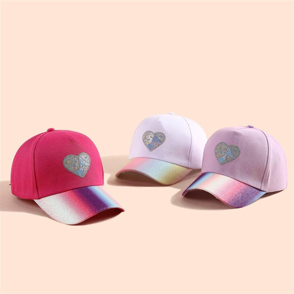 Love Heart Embroidery Baby Sun Hat Discoloration Snapback Hat Child Visor Hats  Kids Children