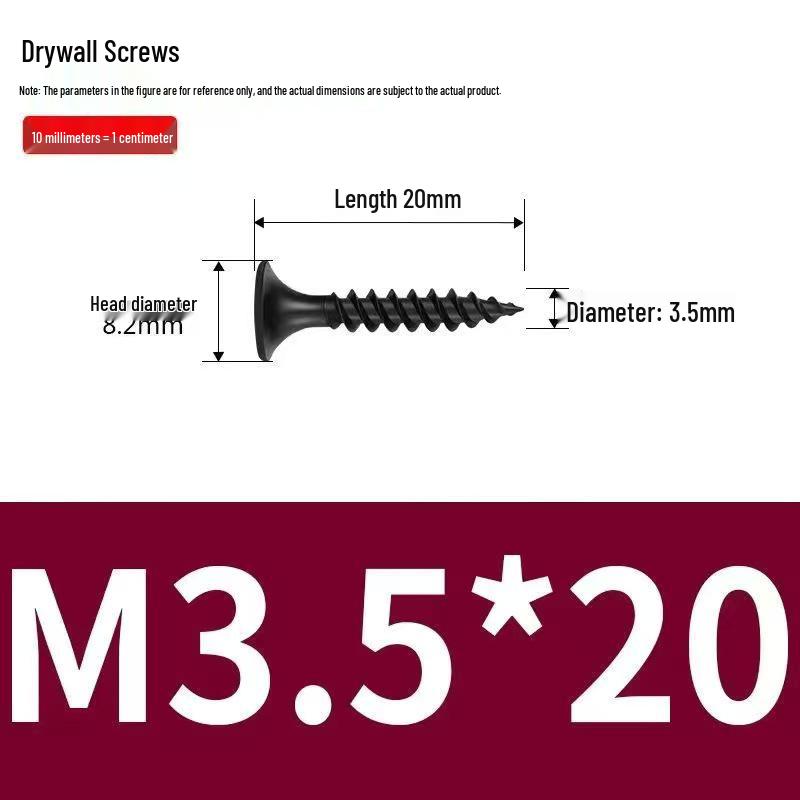 High-Strength Black Phosphated Drywall Screws with Fine Thread for Ceiling & Woodworking