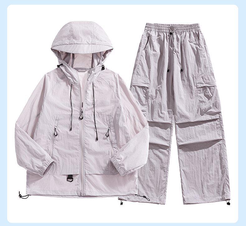Atmungsaktives Sommer-Paar-Set: Ultra-dünner Eis-Seiden-Sonnenschutz-Hoodie & Hose