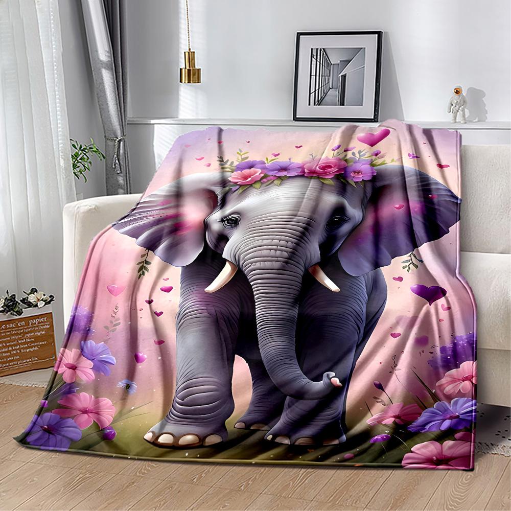 Colorful Elephant Garden Blanket Suitable for Offices, Travel, Living Rooms Also a Good Gift for Friends and Family Suitable for All Seasons.