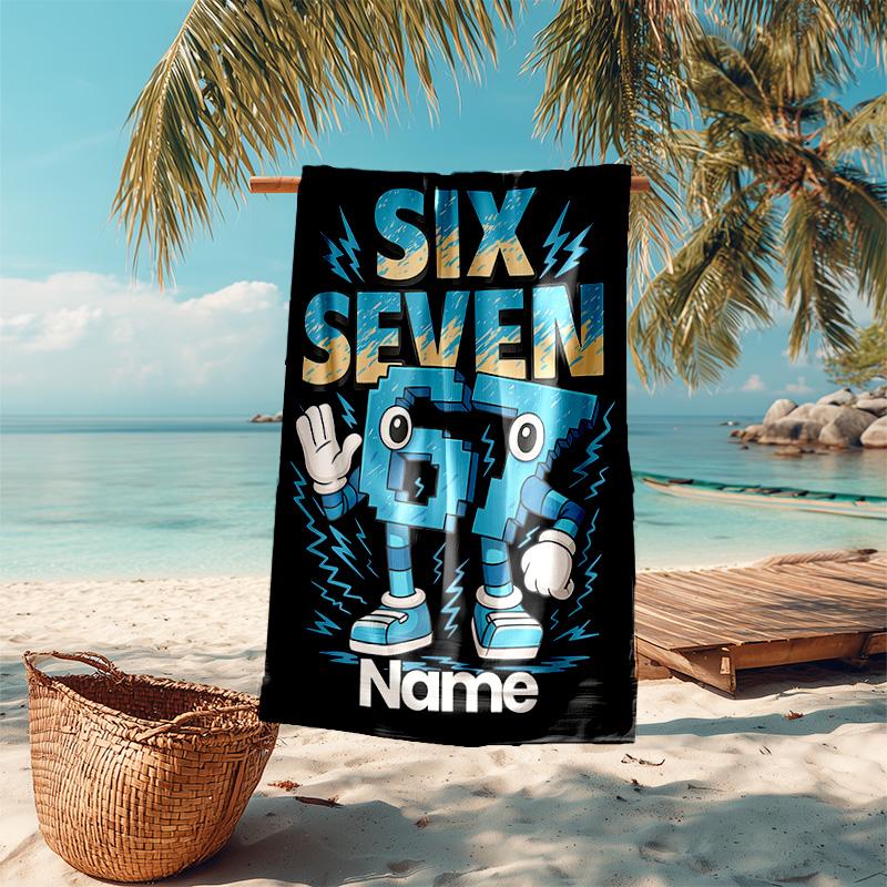 Personalized Customized Proof Beach Towel with Six Seven Pattern - Soft, Absorbent,quick-drying,perfect Swimming,camping&bathing