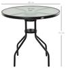 80 cm Schwarzer Runder Garten-Esstisch, Outdoor Kaffee Bistro Beistelltisch mit gehärteter Glasplatte und Stahlrahmen für Terrasse, Veranda