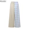ZANZEA Women Casual Print Patchwork Loose Straight Trousers