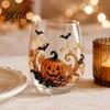 Stor Glass Vannkopp Halloween Håndverksglass Stettløse Drikkeglass med Hevet Gresskar Spøkelse Svart Katt Nett Restaurantkvalitet Design