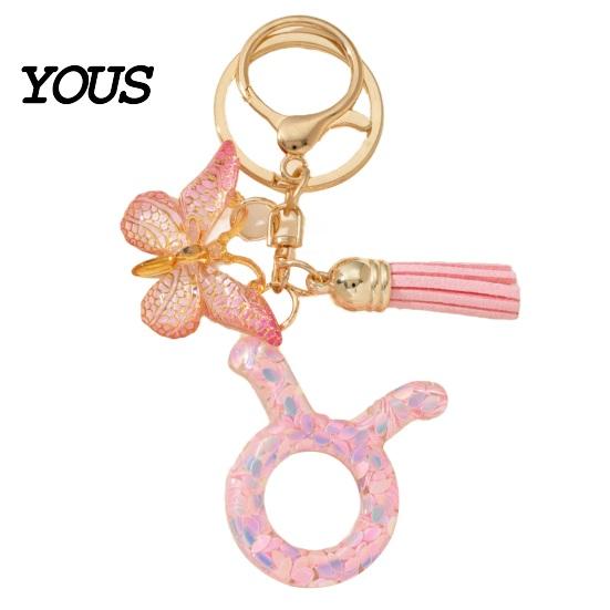 Lightweight Keychain Pendant, The Zodiac Charm with Butterfly Durable Tassel, Metal Keyring for Handbag Backpack Bag Pendant Small